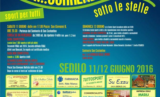 FINE SETTIMANA CON PER….CORRENDO SEDILO SOTTO LE STELLE- SPORT PER TUTTI