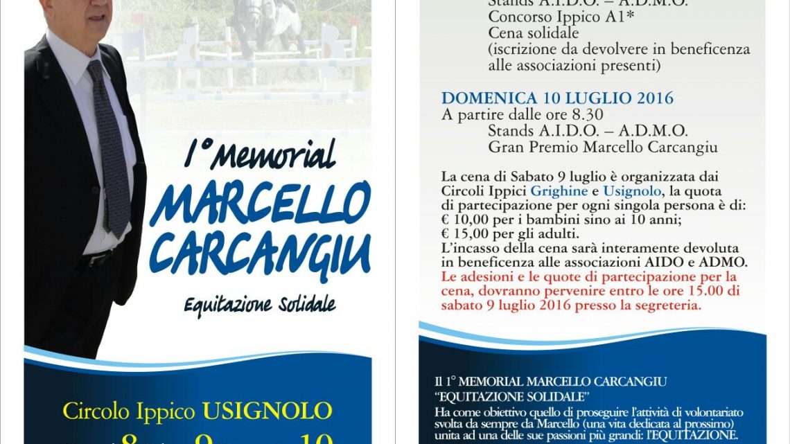 SPORT…OLTRE IL GUILCER: “1^ MEMORIAL MARCELLO CARCANGIU”DI EQUITAZIONE SOLIDALE A SANTA GIUSTA