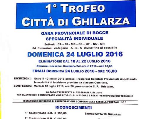 BOCCE: AL CIRCOLO “SA TEULA” IL 1^ TROFEO CITTÀ DI GHILARZA. FINALI DOMENICA 24 LUGLIO