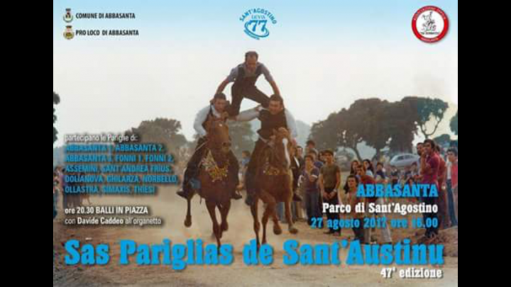 47a edizione “Sas Pariglias de Santu Austinu”. Domenica 27 Agosto ad Abbasanta