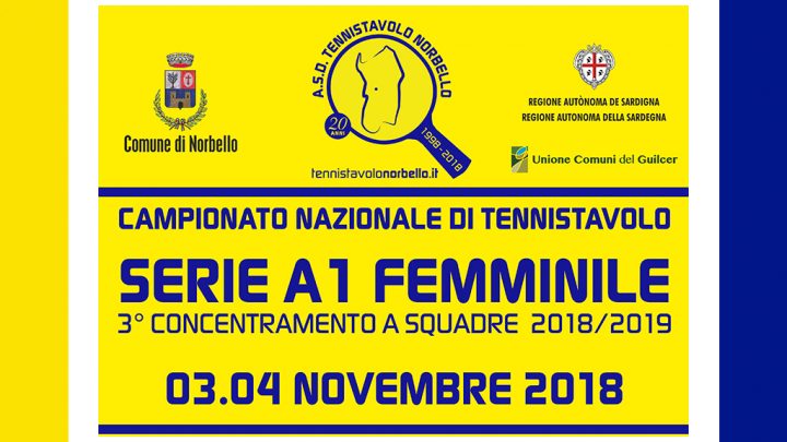 Tennistavolo A1 Femminile. Il 3 e 4 novembre a Norbello il terzo concentramento nazionale
